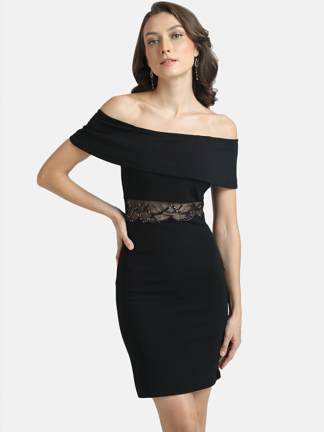 Buy Kazo Black Off Shoulder Bodycon Dress Dresses for Women 18208146