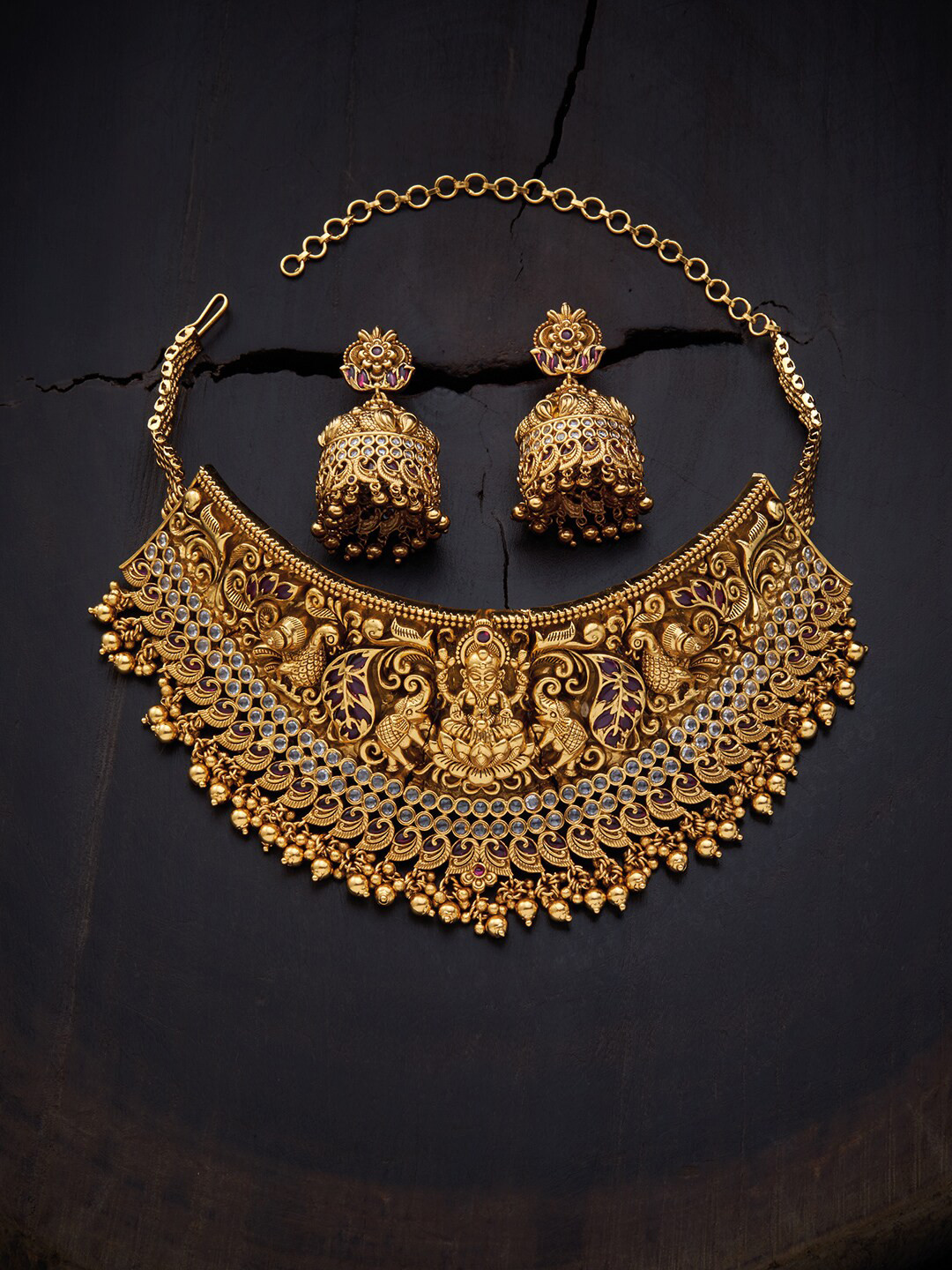 Buy Kushal's Fashion Jewellery Red Gold Plated Jewellery Set