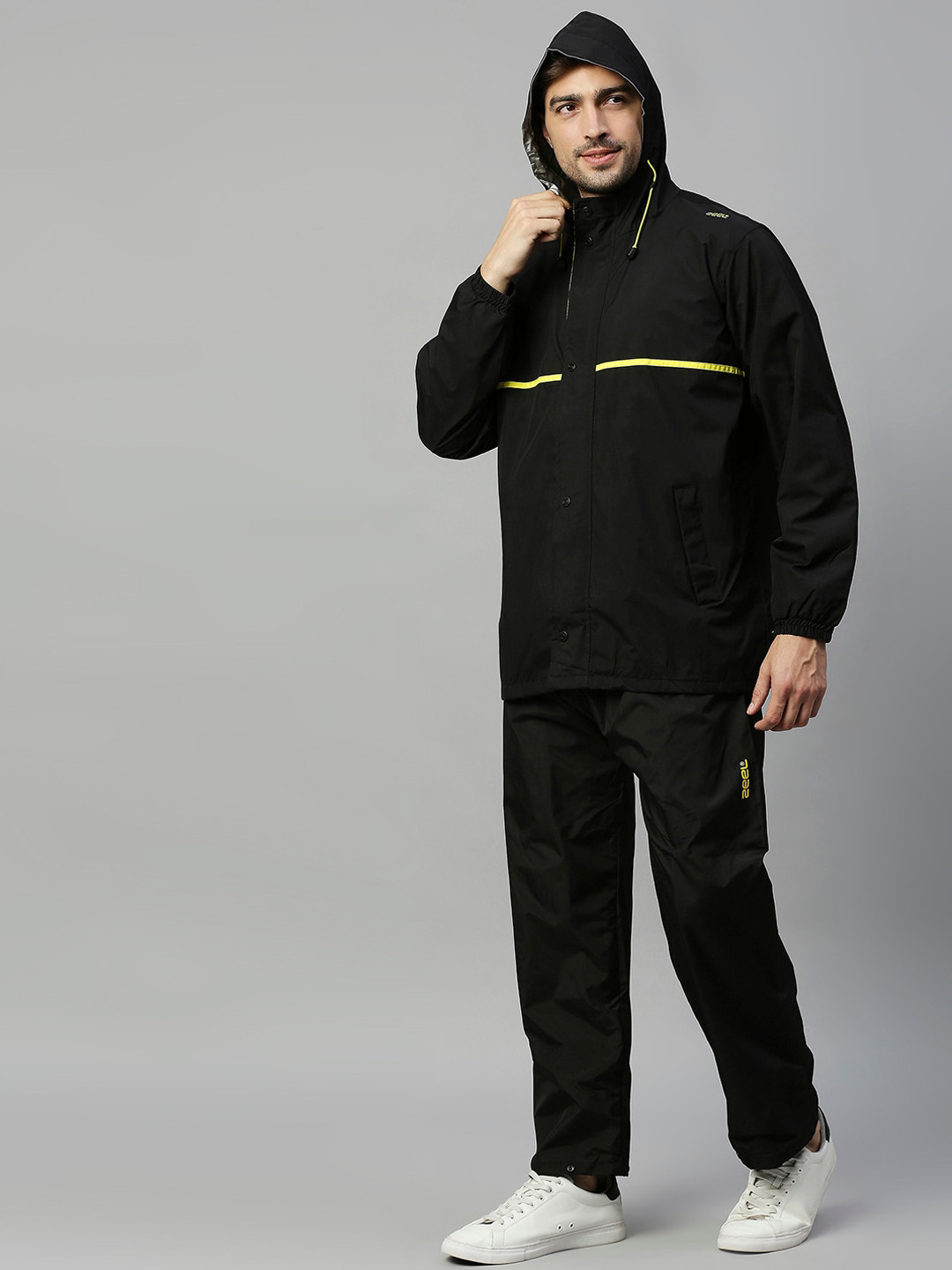 Buy Zeel Men Black Solid Waterproof Reversible Rain Suit Rain Suit