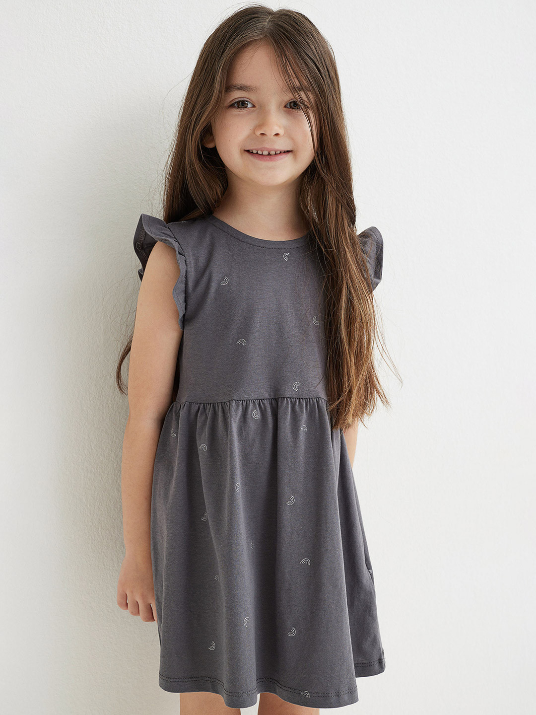 Buy H&M Girls Grey Cotton Jersey Dress Dresses for Girls 18212706