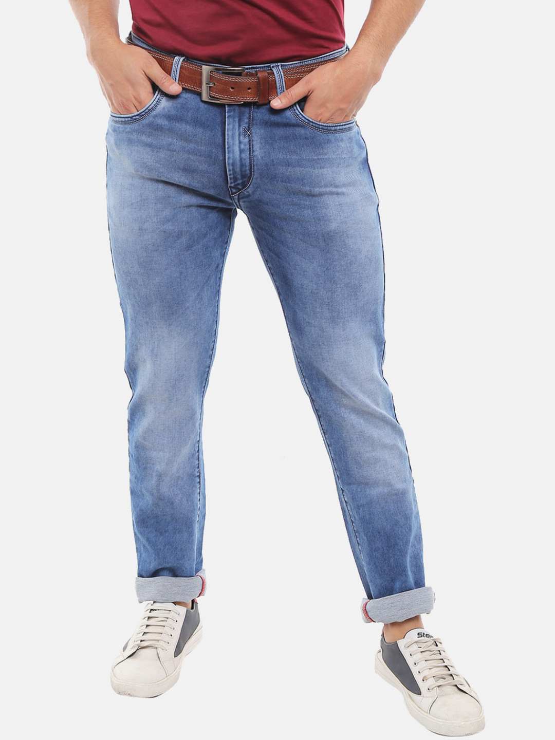 Buy V Mart Men Blue Slim Fit Low Distress Heavy Fade Stretchable Jeans
