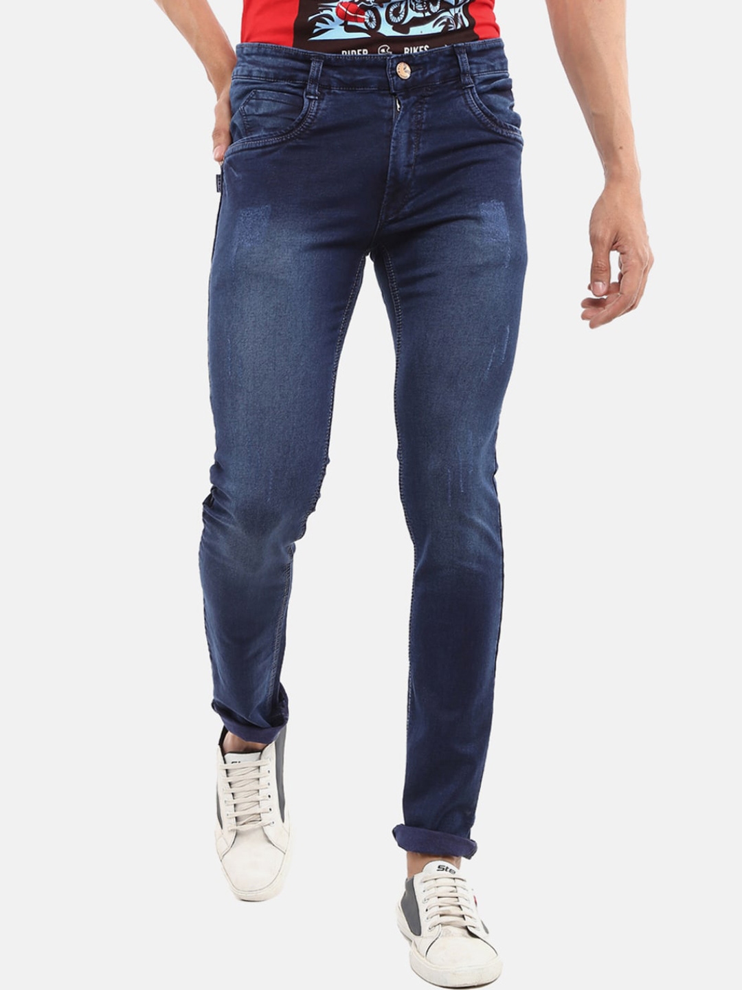 Buy V Mart Men Blue Slim Fit Heavy Fade Stretchable Jeans - Jeans for ...
