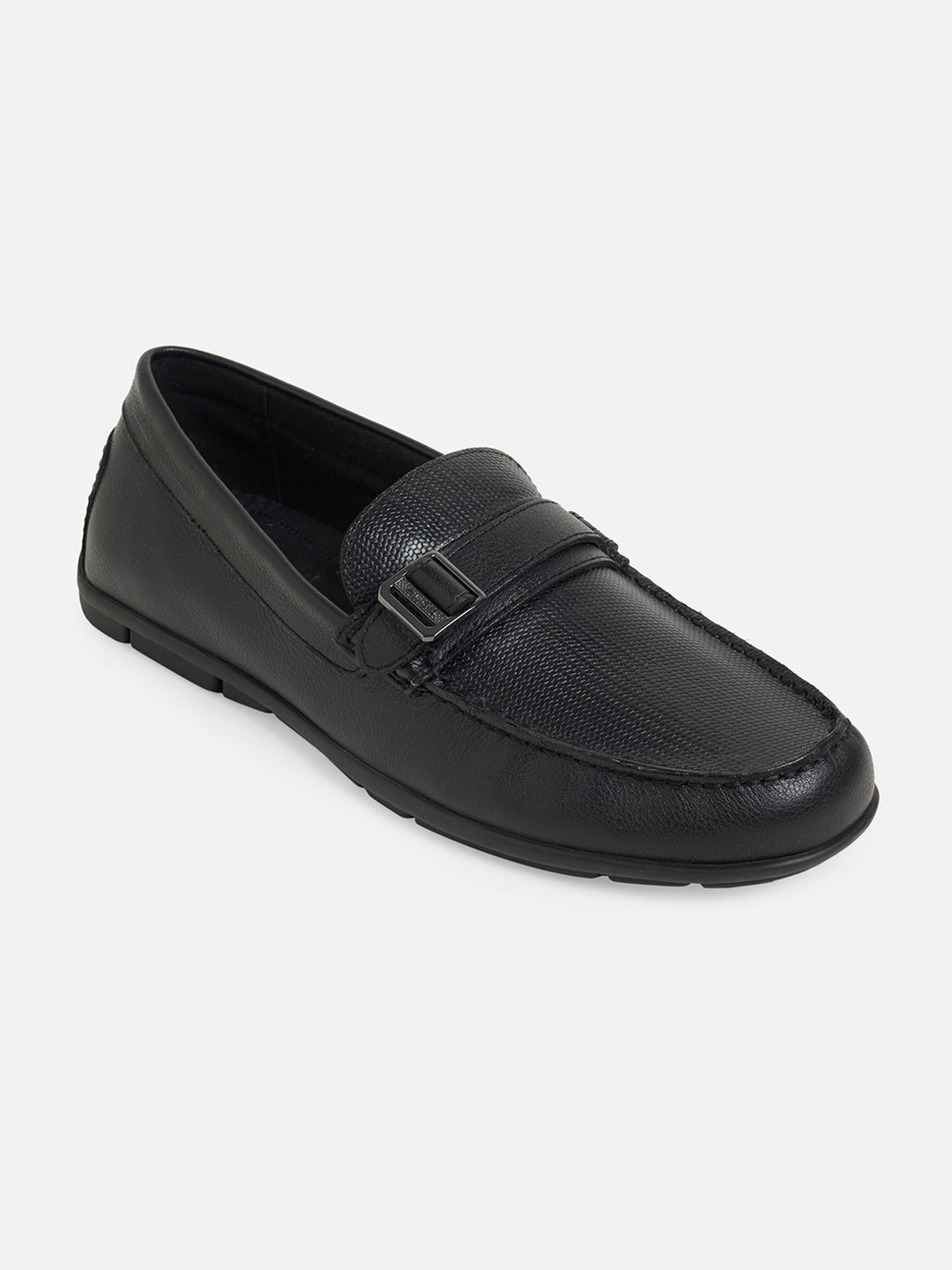 Buy ALDO Men Black Textured Leather Loafers Casual Shoes for Men
