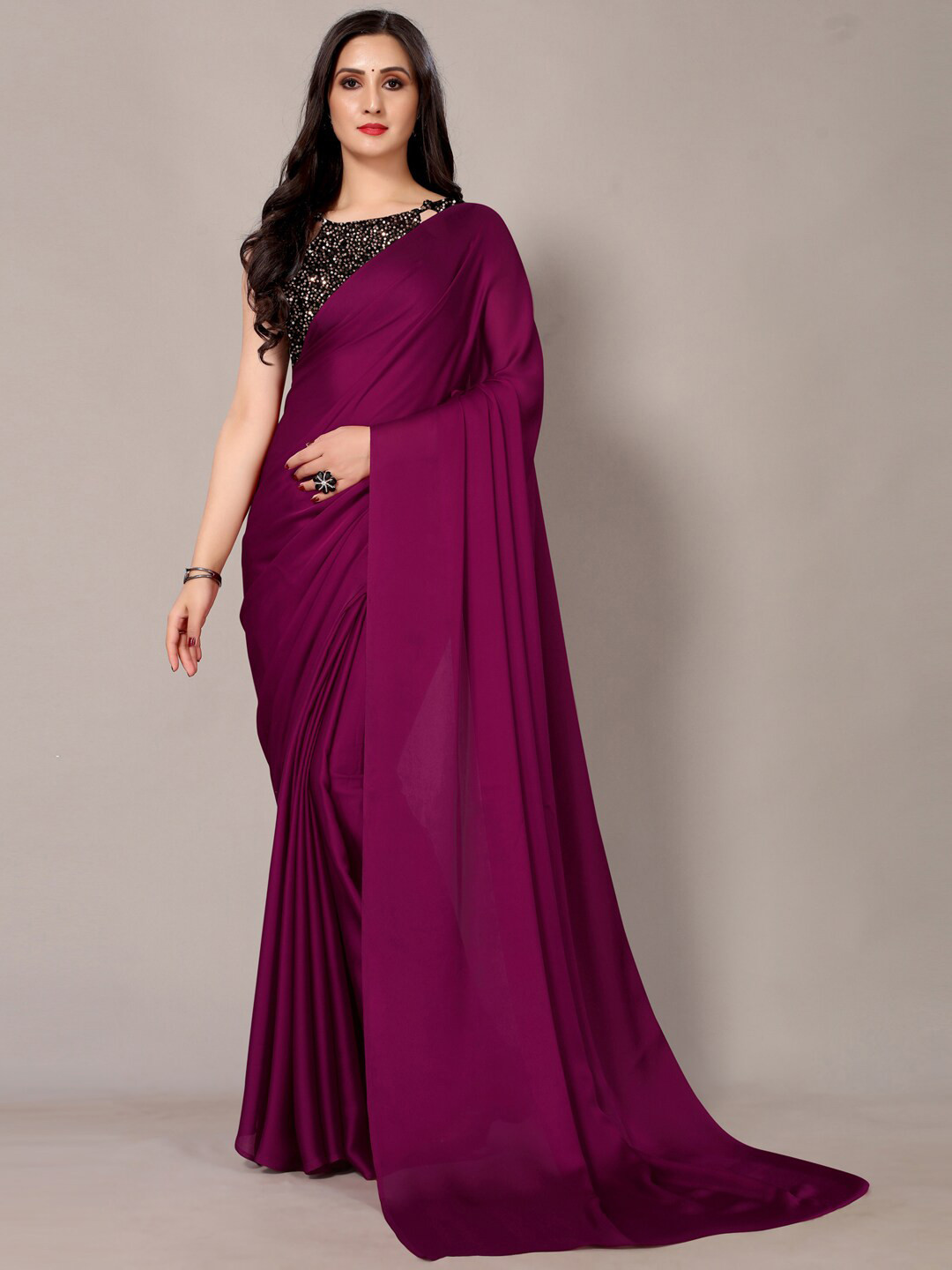 Buy HRITIKA Purple Solid Satin Saree Sarees for Women 18224900 Myntra