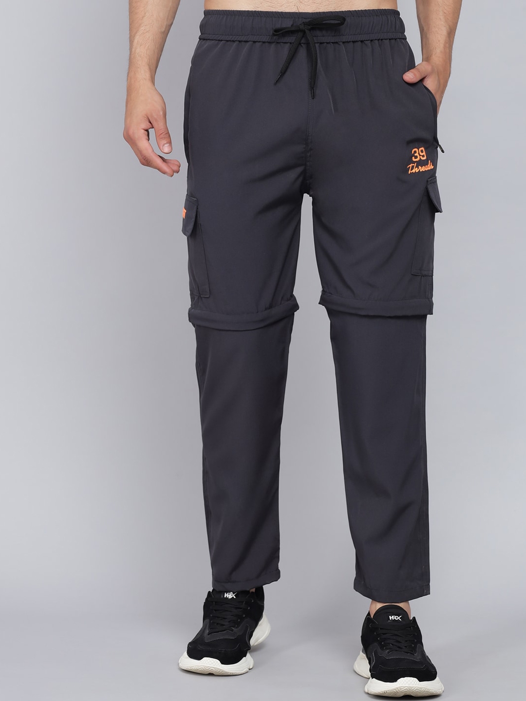 Buy 39 THREADS Men Charcoal Grey Solid Convertible Track Pants - Track ...
