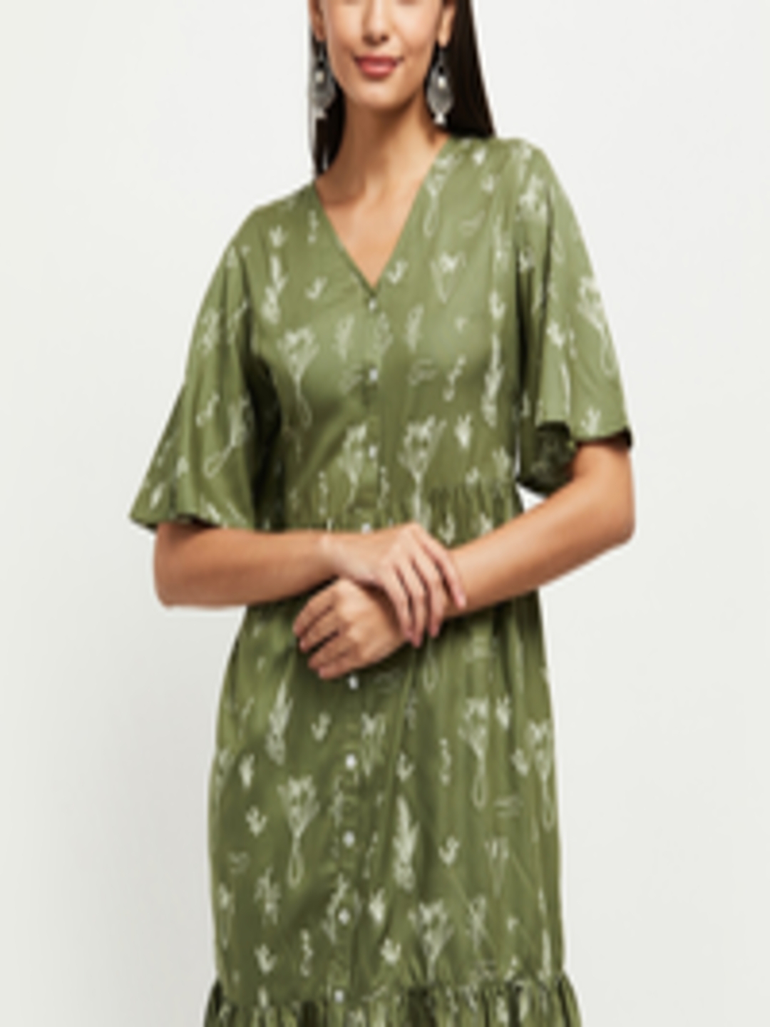 Buy Max Green Floral A Line Dress - Dresses for Women 18226174 | Myntra