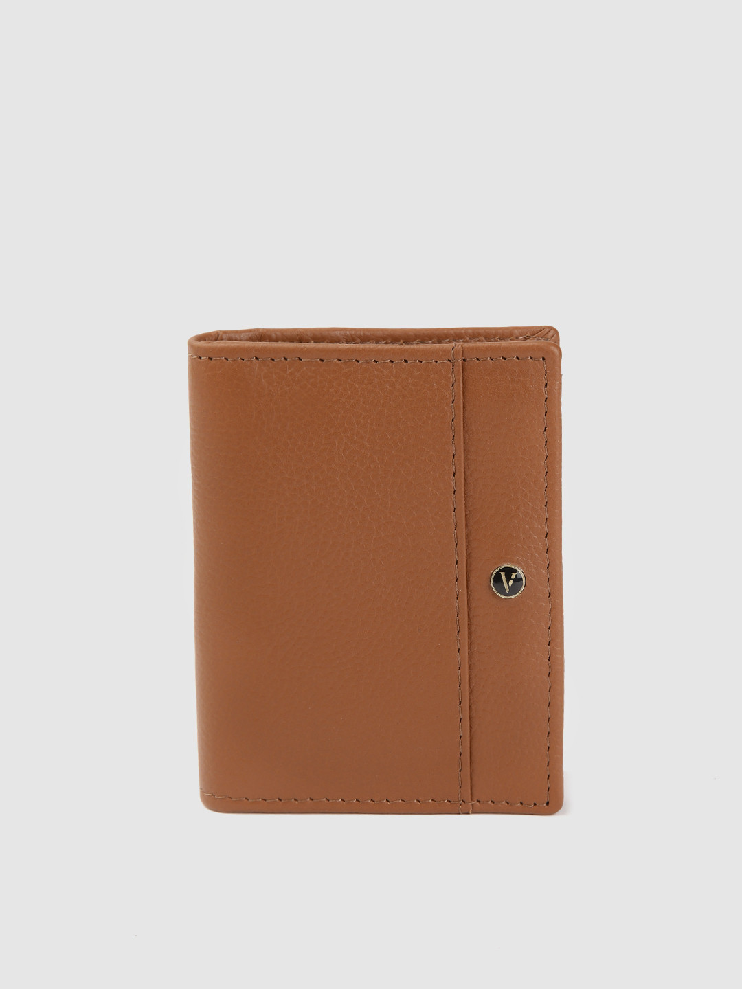 Buy Van Heusen Men Tan Brown Solid Leather Two Fold Wallet Wallets