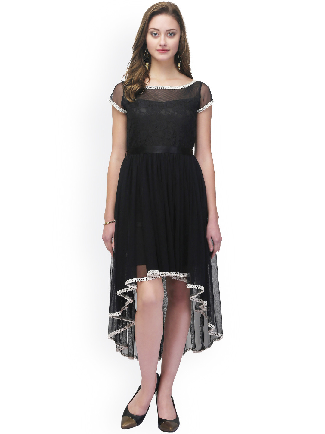 Buy Eavan Women Black Semi Sheer High Low Dress Dresses for Women