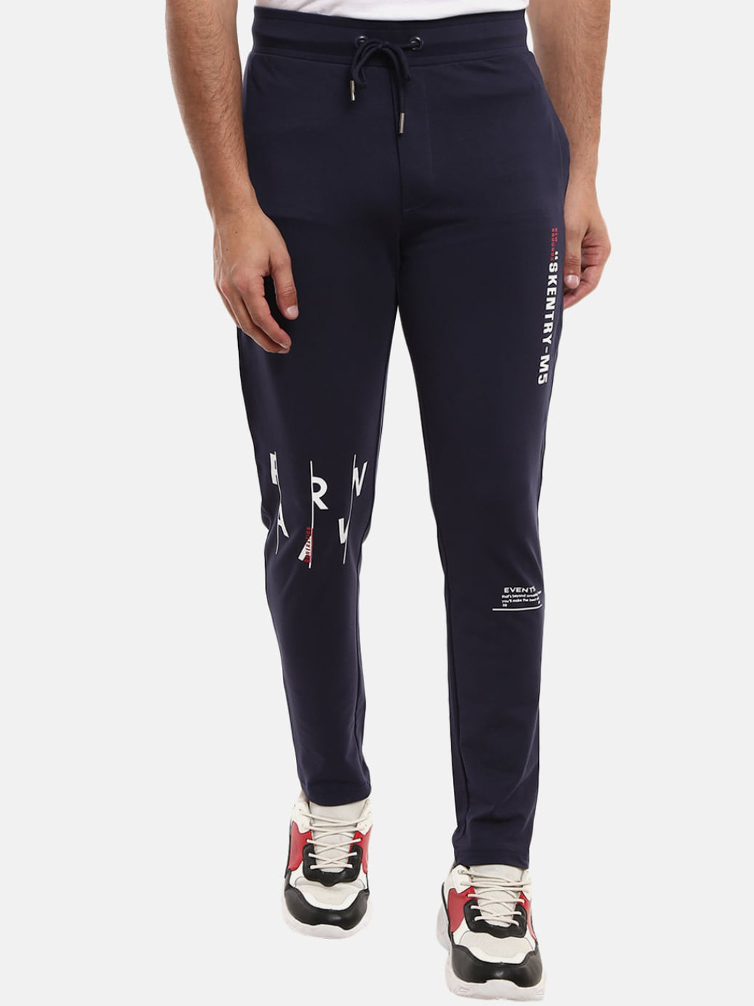 Buy V Mart Men Navy Blue Solid Cotton Regular Trackpants Track Pants