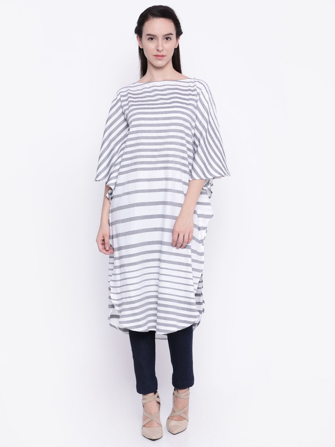 Buy AND White & Grey Striped Tunic - Tunics for Women 1822837 | Myntra