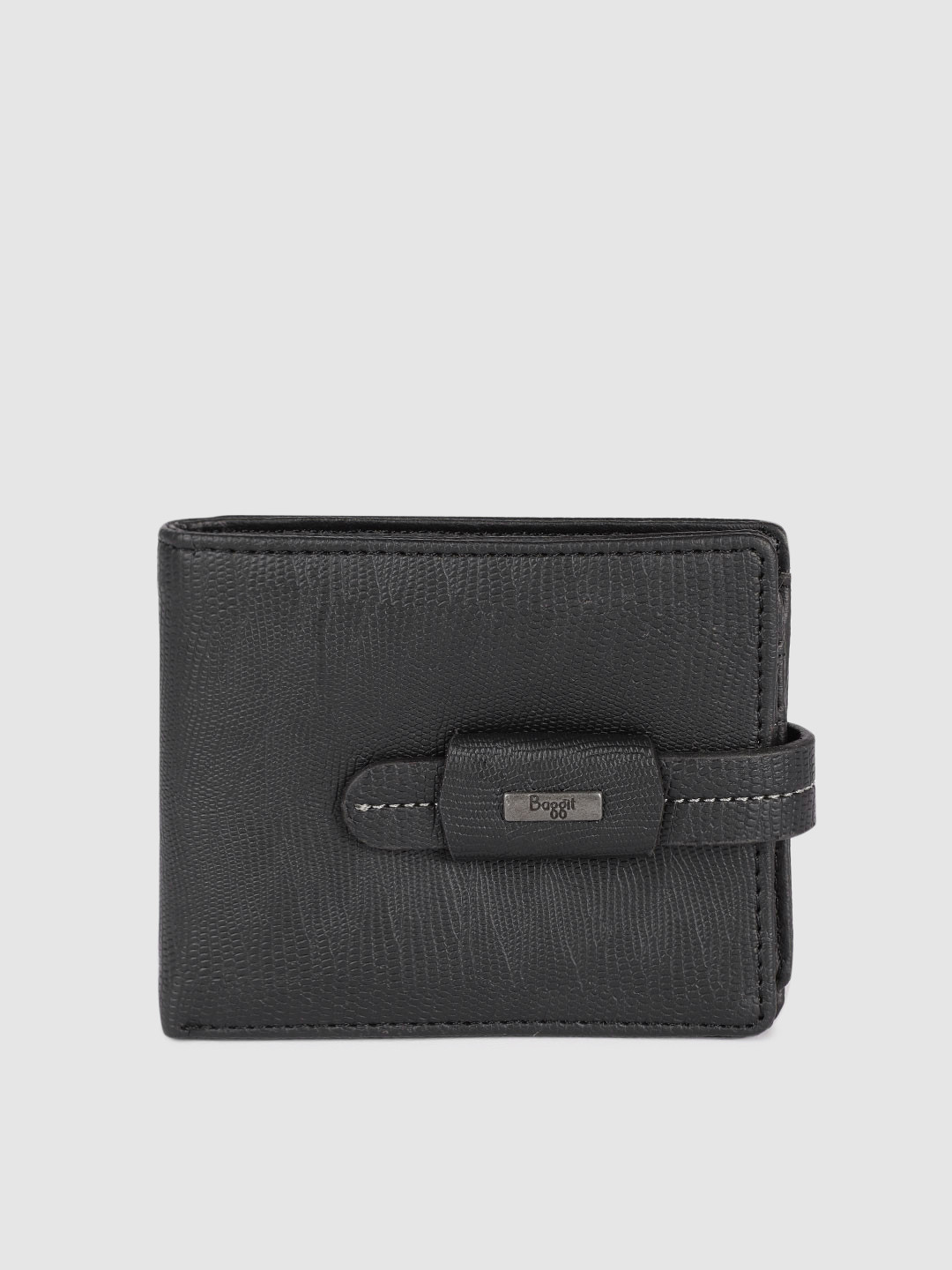 Buy Baggit Men Black Animal Textured PU Two Fold Wallet Wallets for