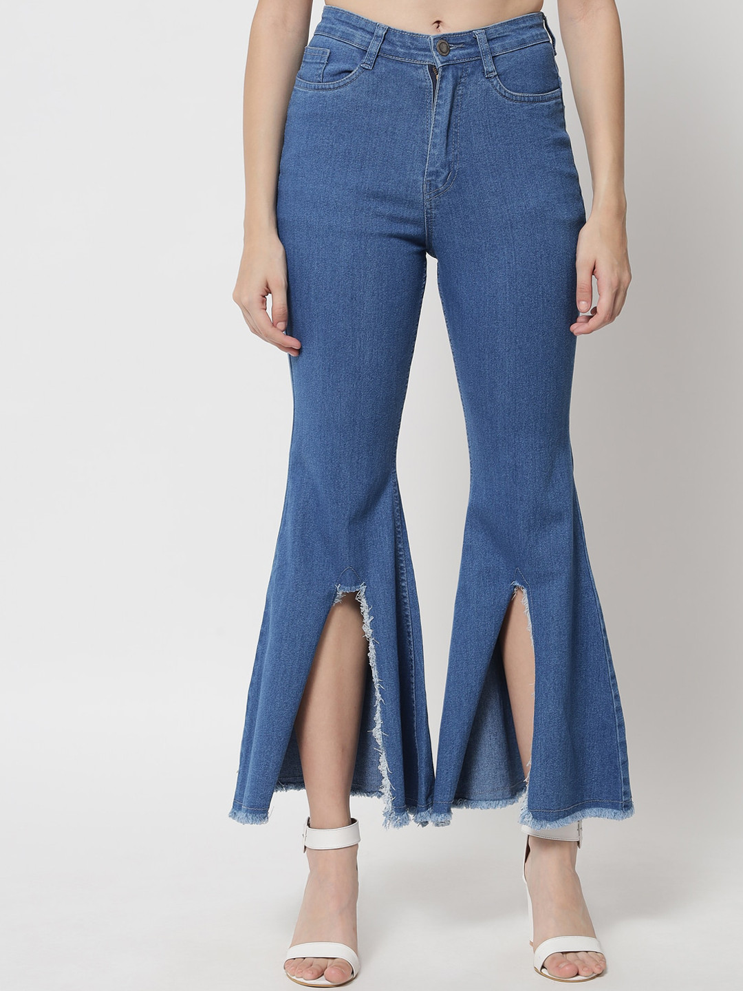 Buy The Dry State Women Blue High Rise Stretchable Bell Bottom Jeans