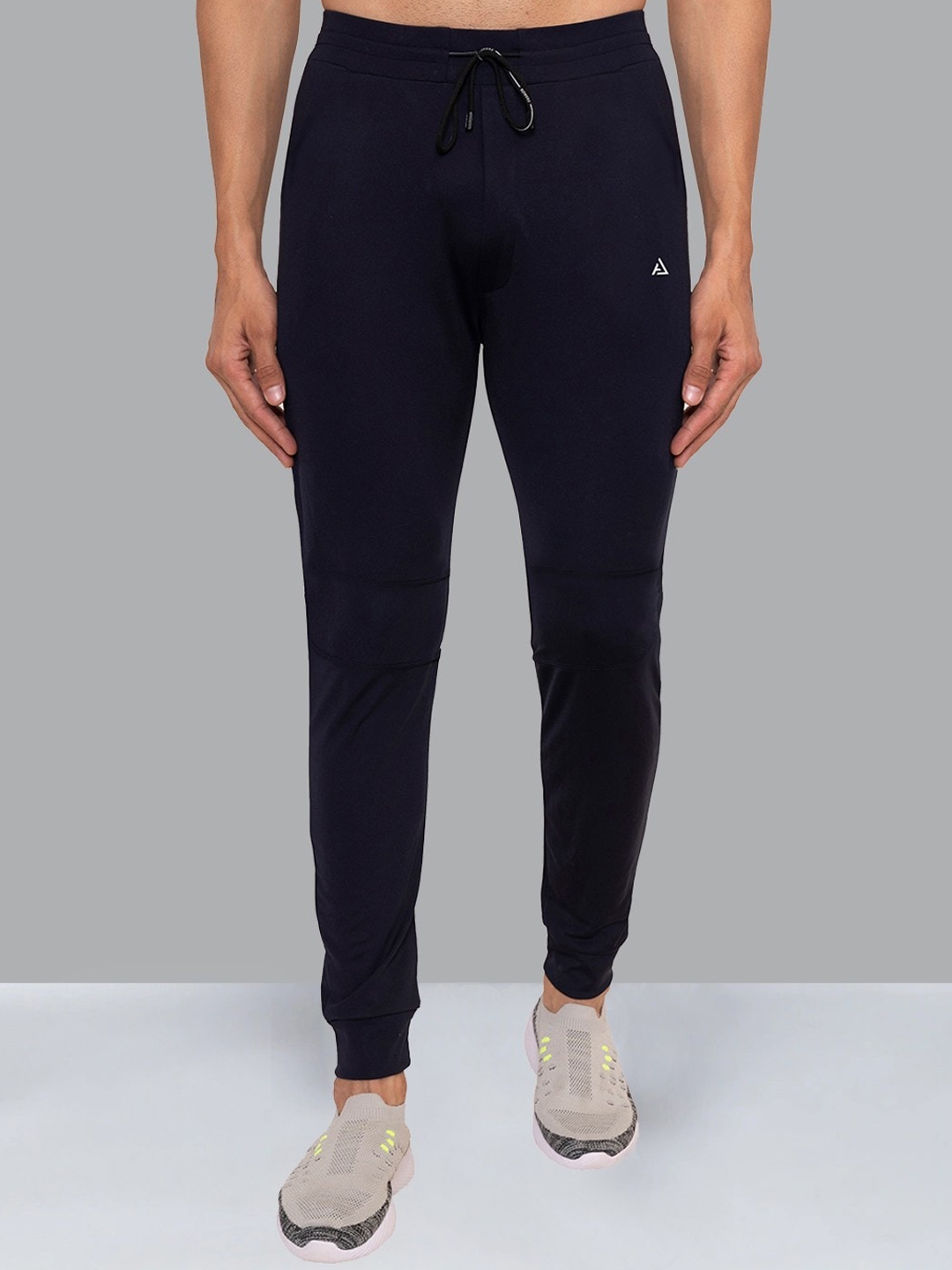 Buy AVOLT Men Navy Blue Solid Cotton Slim Fit Joggers - Track Pants for ...