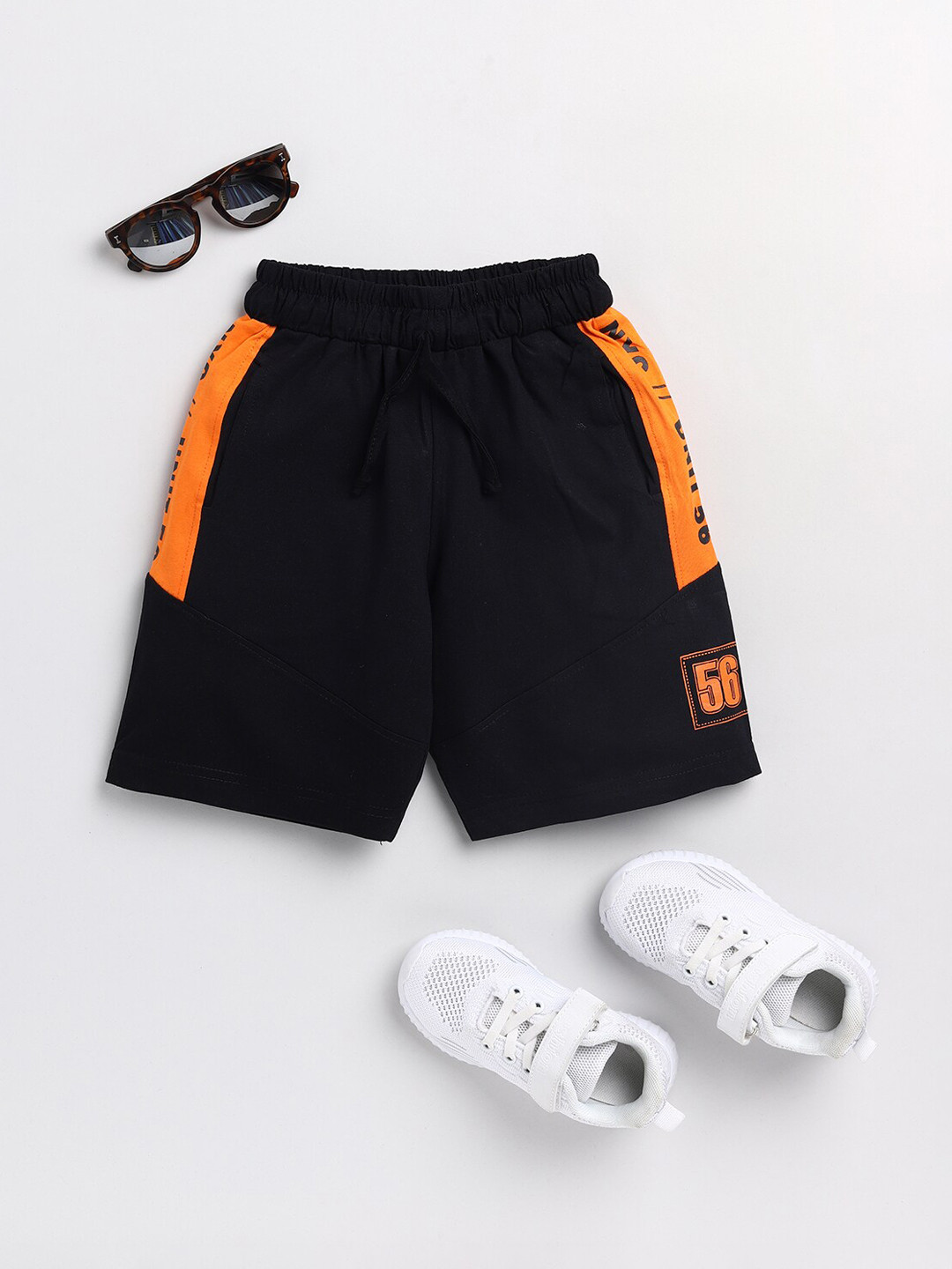 Buy Todd N Teen Boys Black Typography Printed Cotton Shorts Shorts