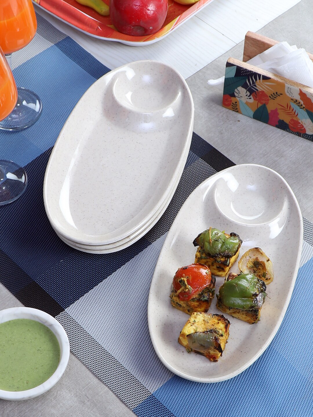 Buy CDI 4 Pieces White Oval Shaped Solid Melamine Serving Platter Set