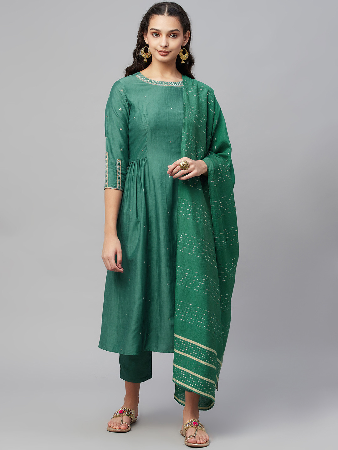 Women Viscose Teal Abstract Print Kurta