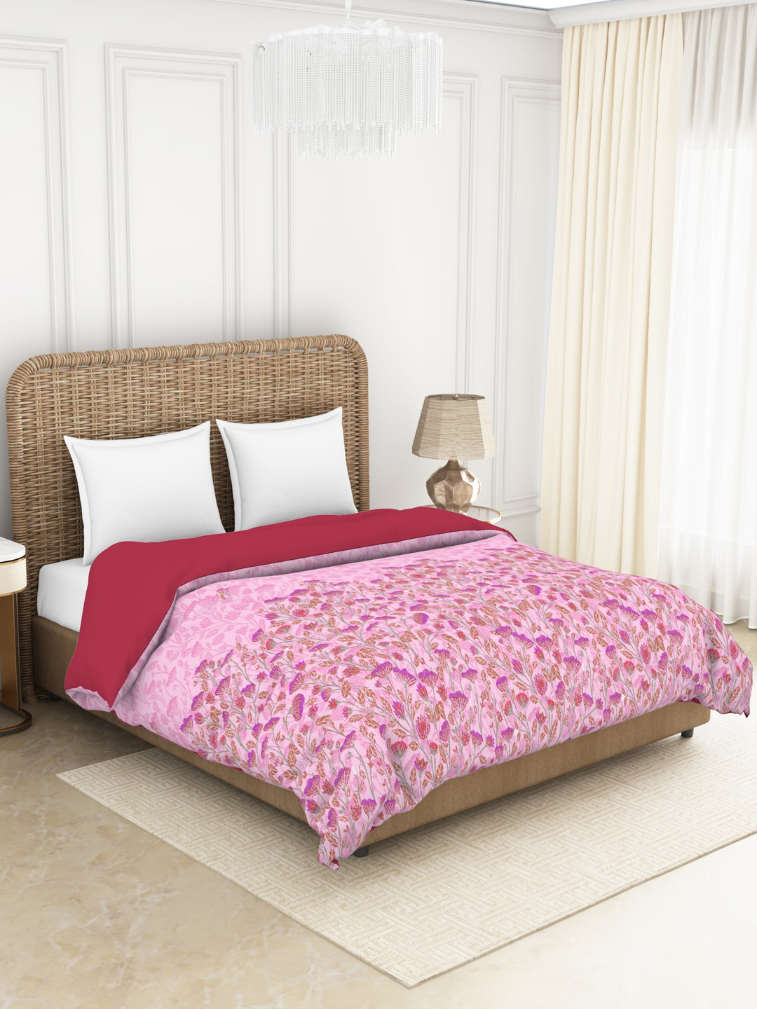 Buy SPACES Pink Pure Cotton Shell Quilt Double Anti Viral Health Layer