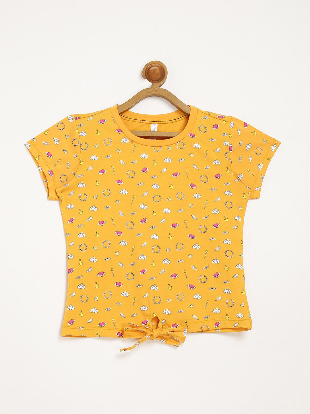Buy V2 Value & Variety Girls Mustard Yellow Print Top Tops for Girls