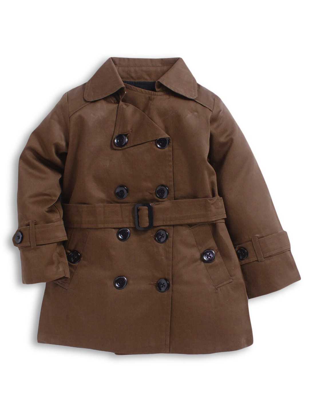 Buy Hopscotch Girls Brown Solid Shirt Style Cotton Dress Dresses for