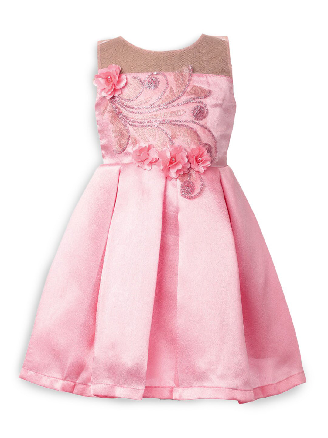 Buy Hopscotch Girls Peach Coloured Embellished Party Dress Dresses