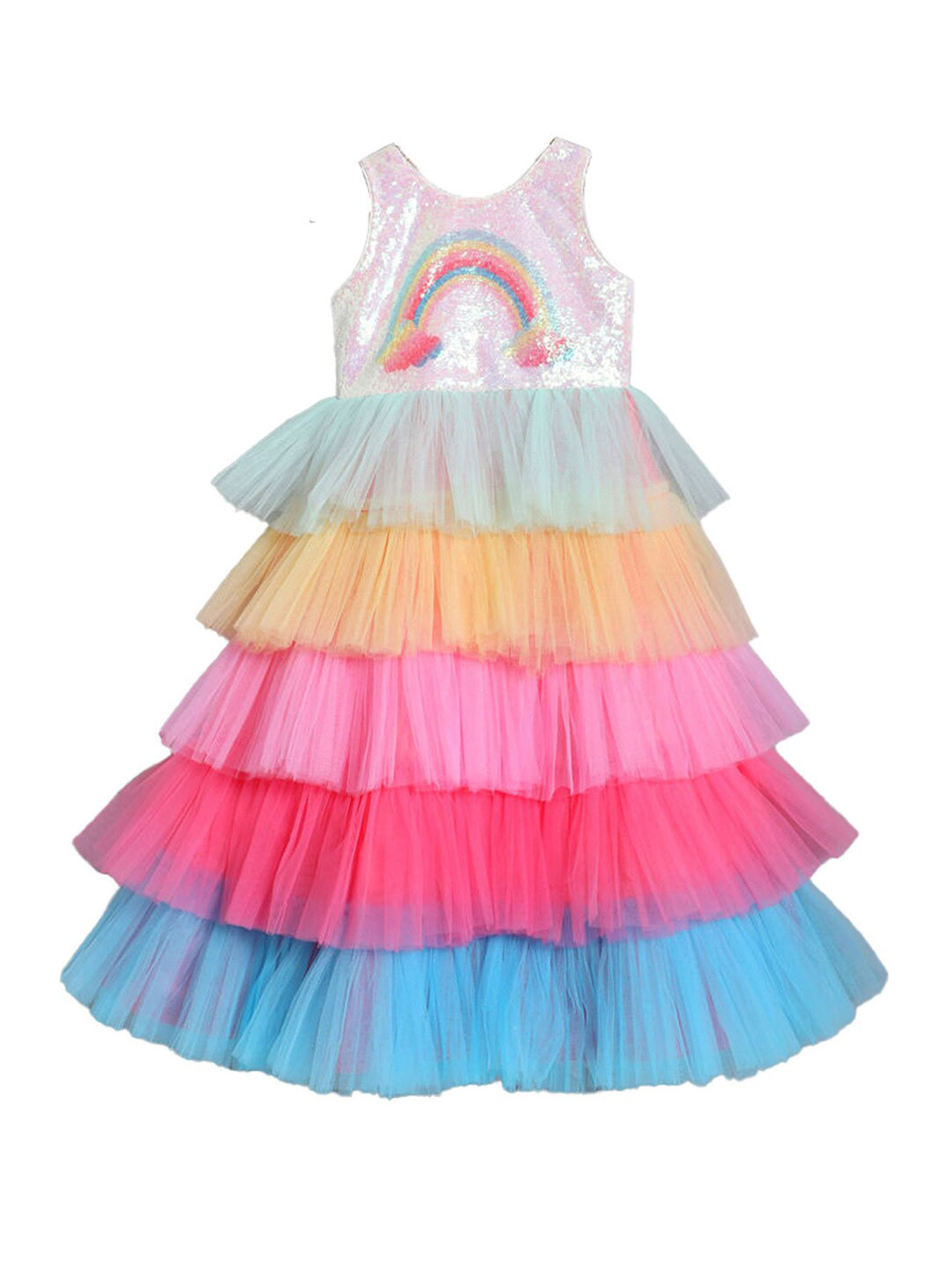 Buy Hopscotch Girls Multicoloured Colourblocked Party Dress Dresses