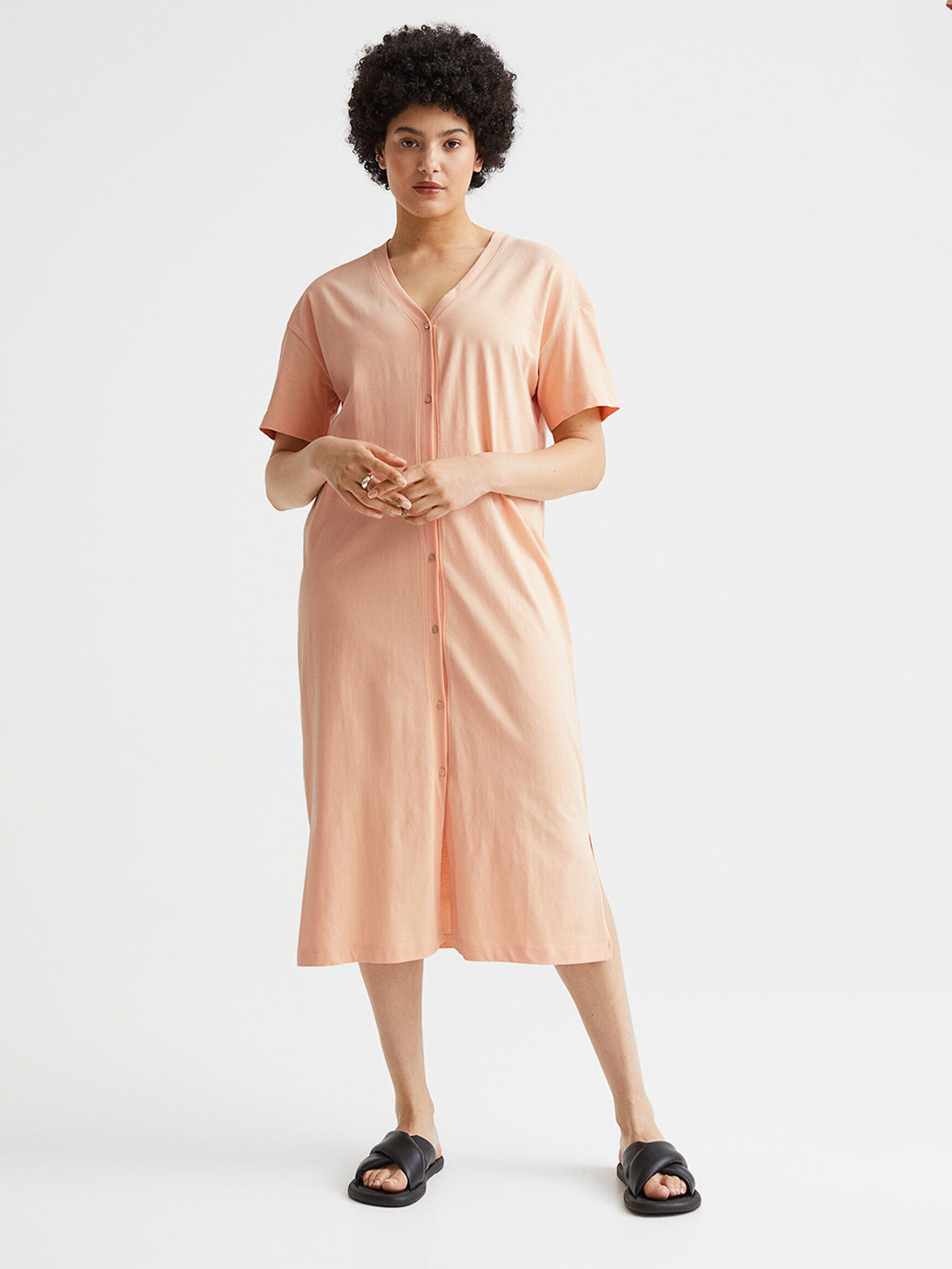 Buy H&M Women Orange Button Front Jersey Dress Dresses for Women