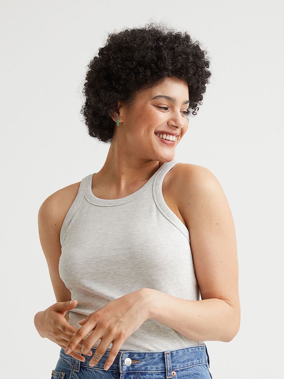 Buy H&M Women Grey Ribbed Vest Top Tops for Women 18254932 Myntra