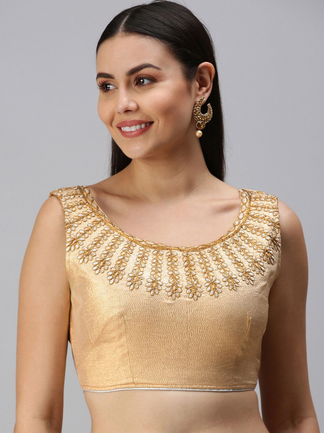 Buy Flaher Women Golden Embroidered Art Silk Readymade Non Padded