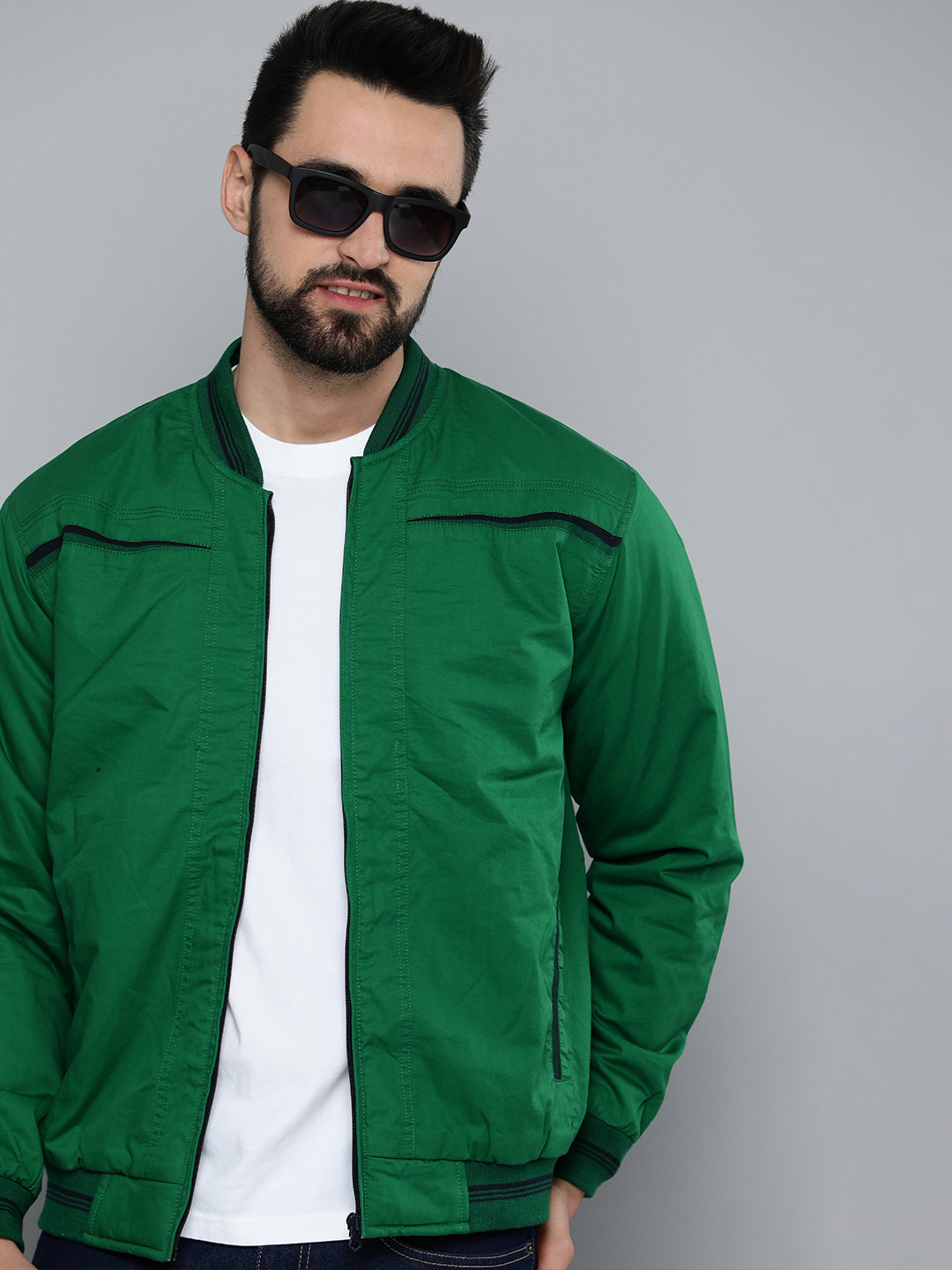 Men's Bomber Jacket - Tropical Macaw - Bright Green