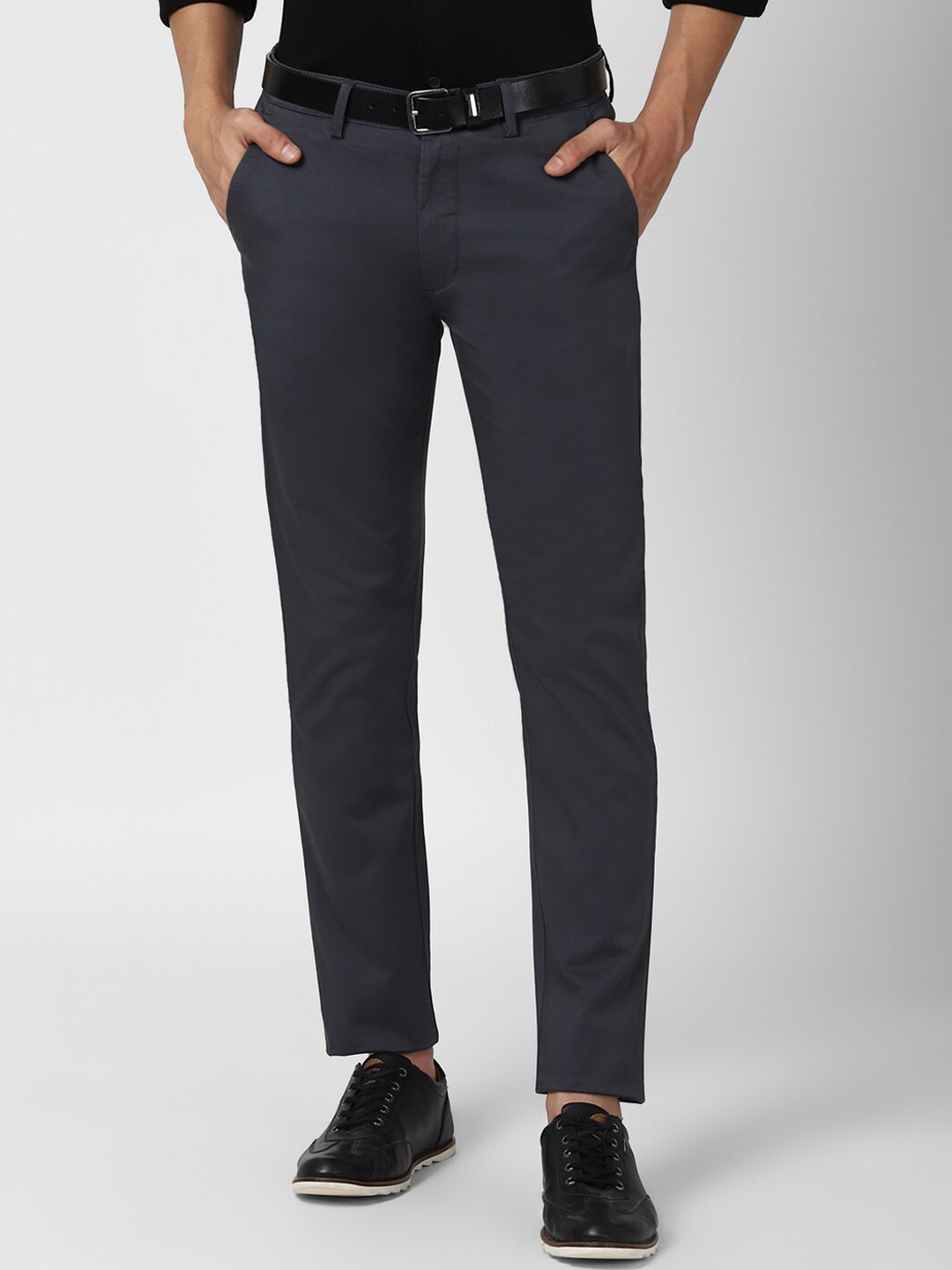 Buy Peter England Casuals Men Grey Slim Fit Trousers Trousers for Men