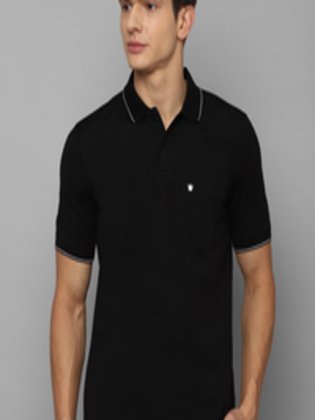 Buy Louis Philippe Men Black Solid Polo Collar T Shirt - Tshirts for ...