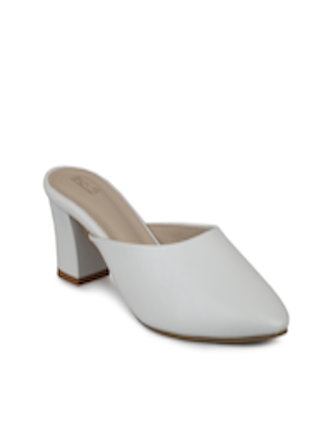 Buy Inc 5 White Solid Block Heeled Mules - Heels for Women 18258396 ...