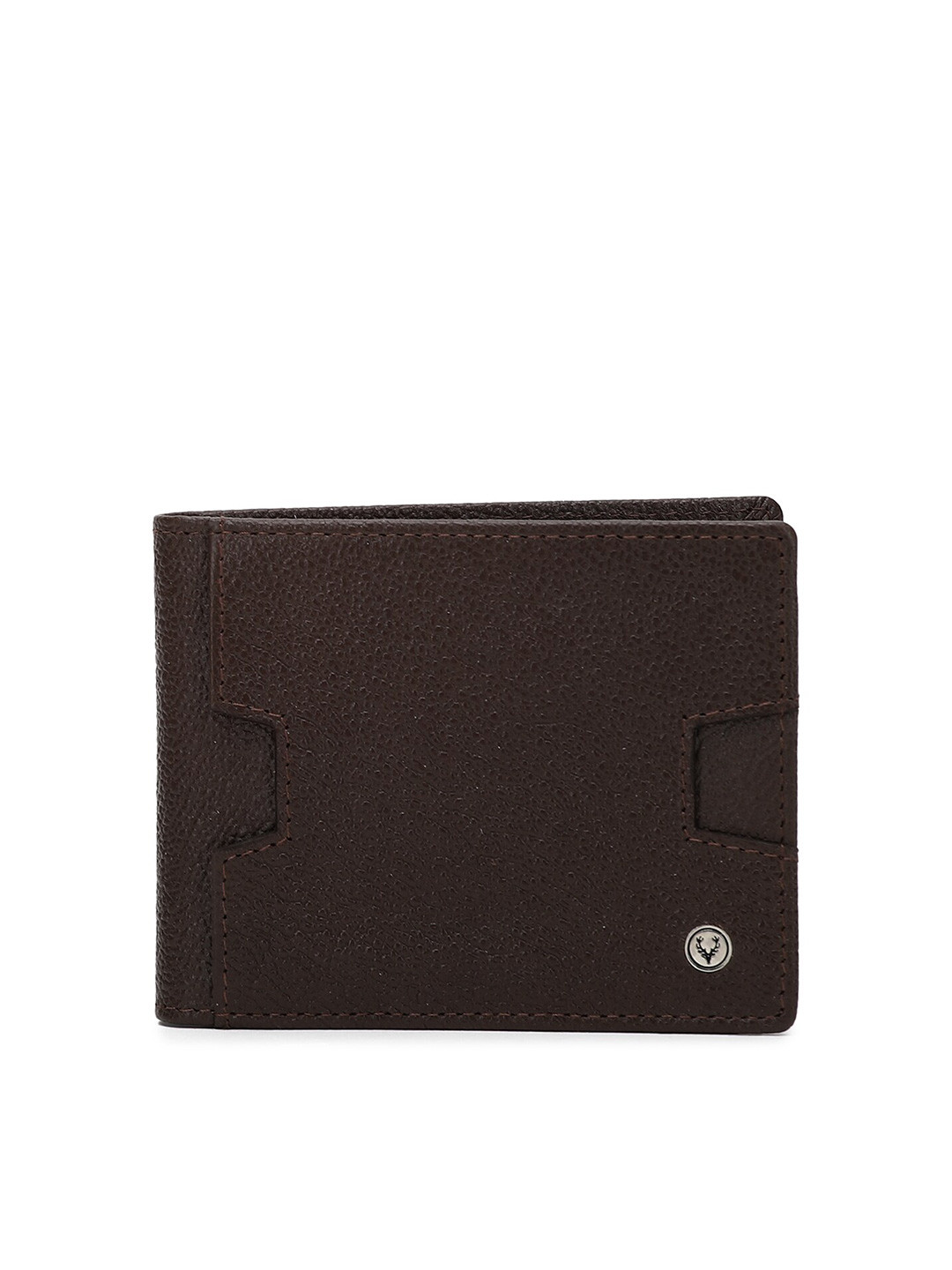 Buy Allen Solly Men Brown Textured Leather Two Fold Wallet Wallets