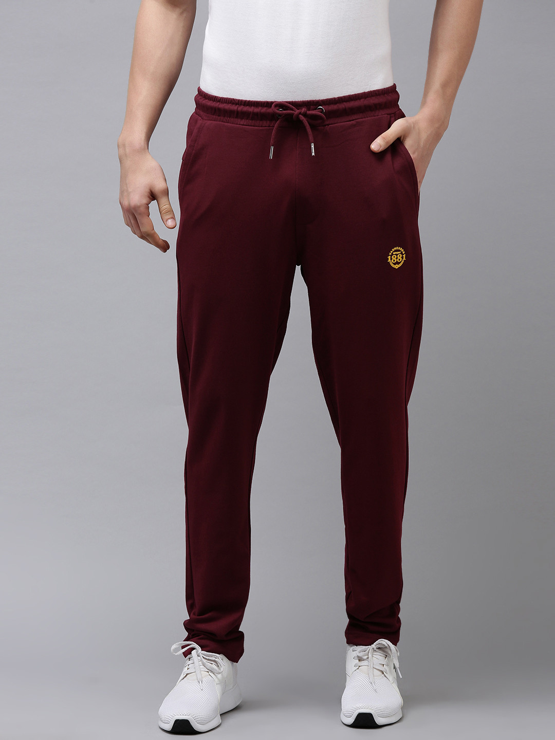 Buy Van Heusen Sport Men Maroon Solid Pure Cotton Track Pant Track Pants for Men 18261678 Myntra