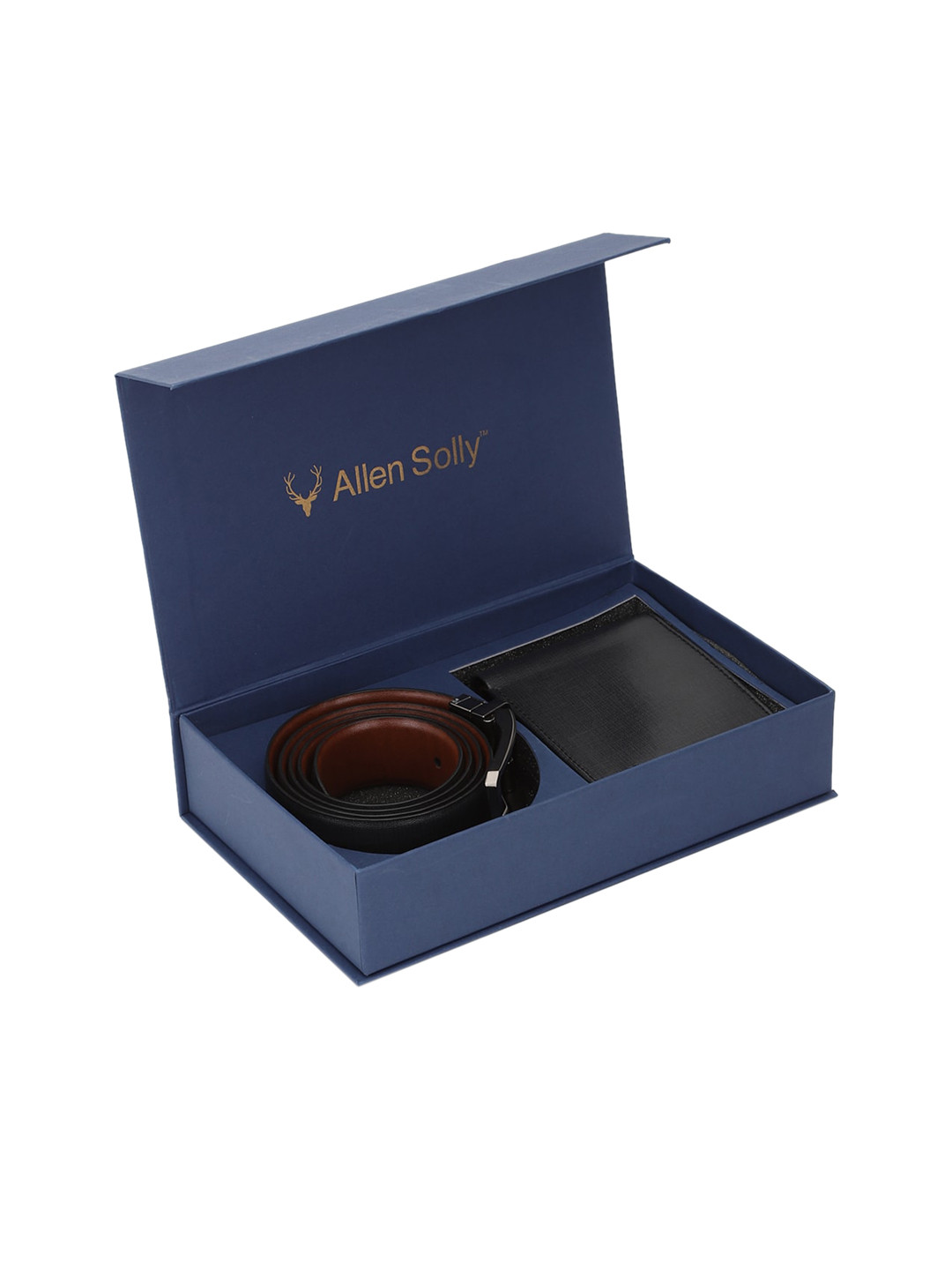Buy Allen Solly Men Black Solid Genuine Leather Belt And Wallet