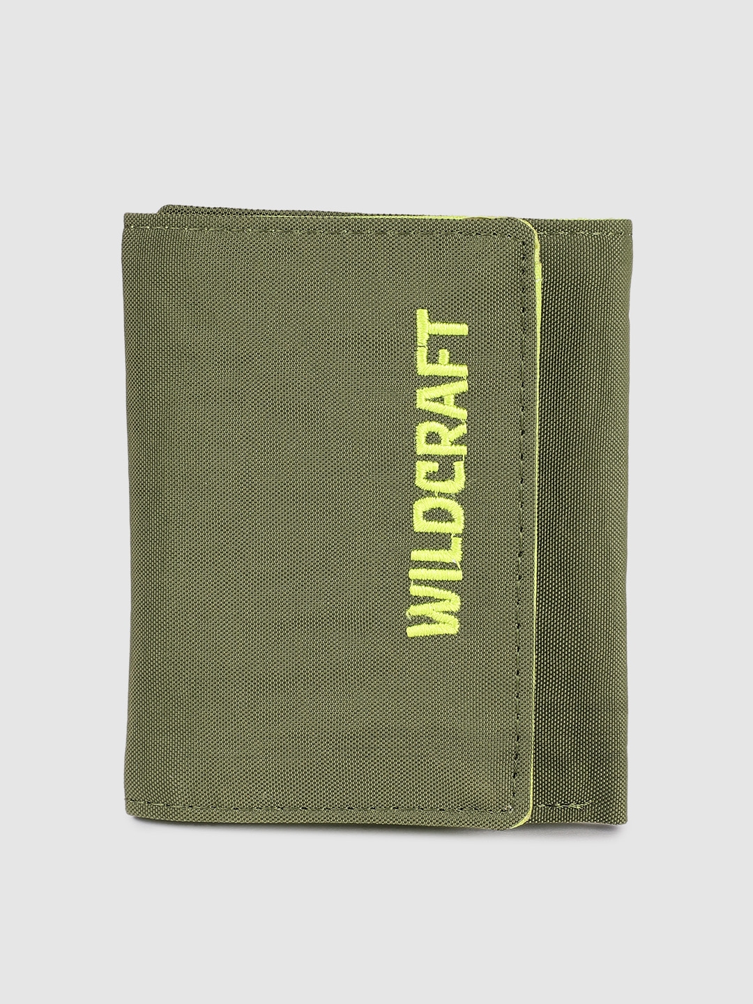 Buy Wildcraft Men Olive Green Embroidered Three Fold Wallet Wallets