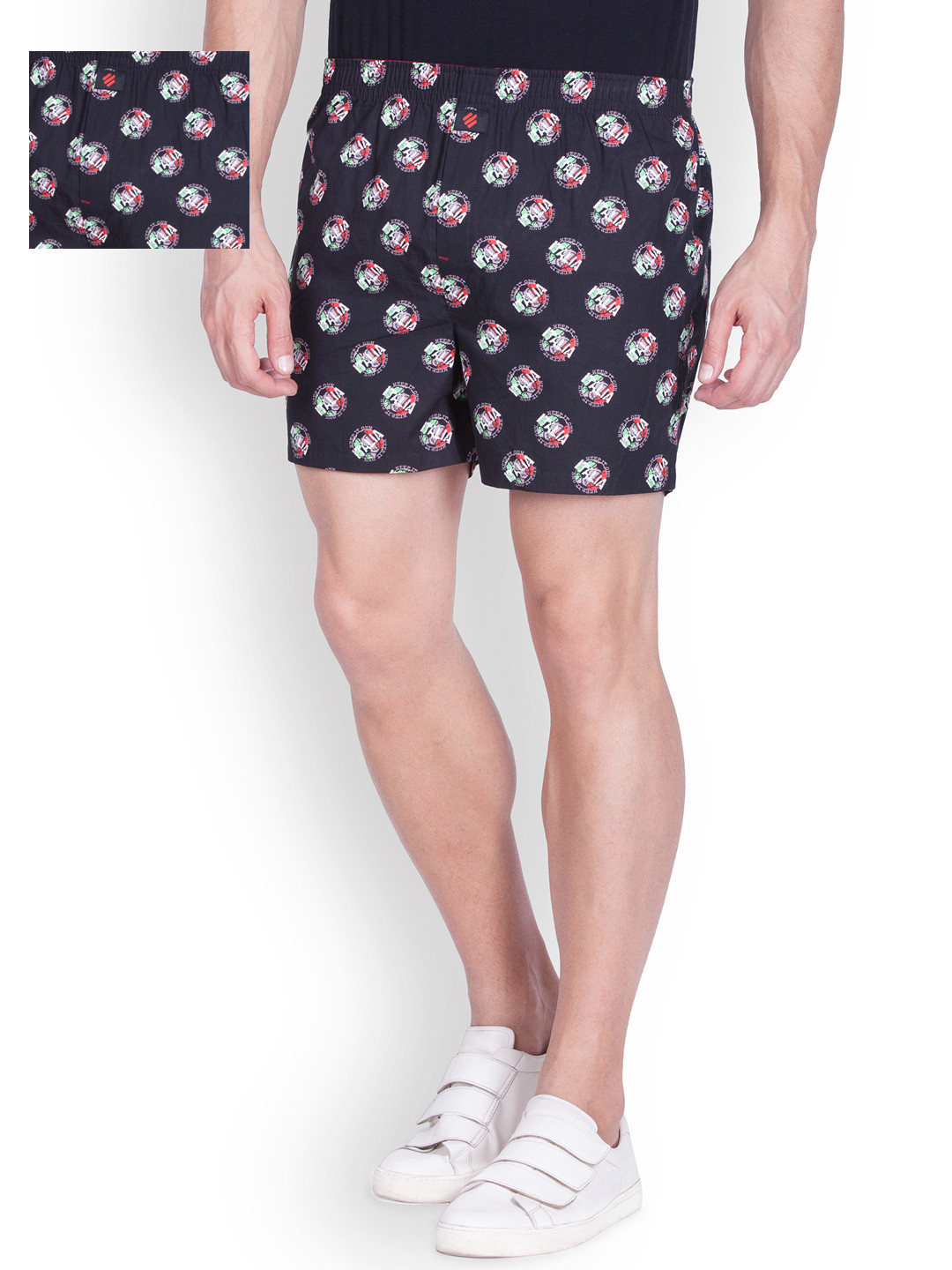 Buy ONN Pack Of 2 Black Printed Pure Cotton Boxers ONN_ITALIA_NP969_PR2