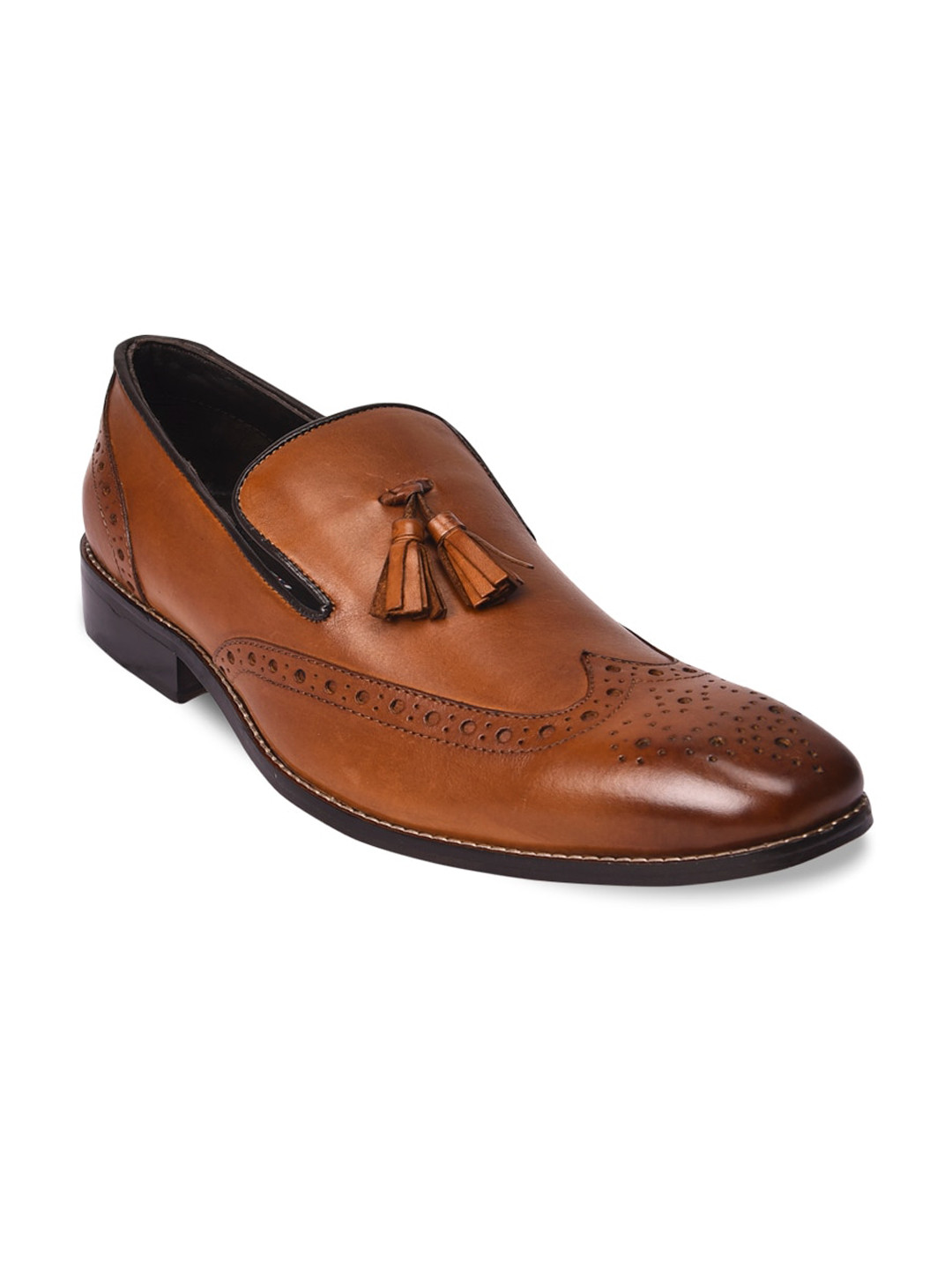 Buy Pavers England Men Tan Solid Leather Formal Loafers - Formal Shoes