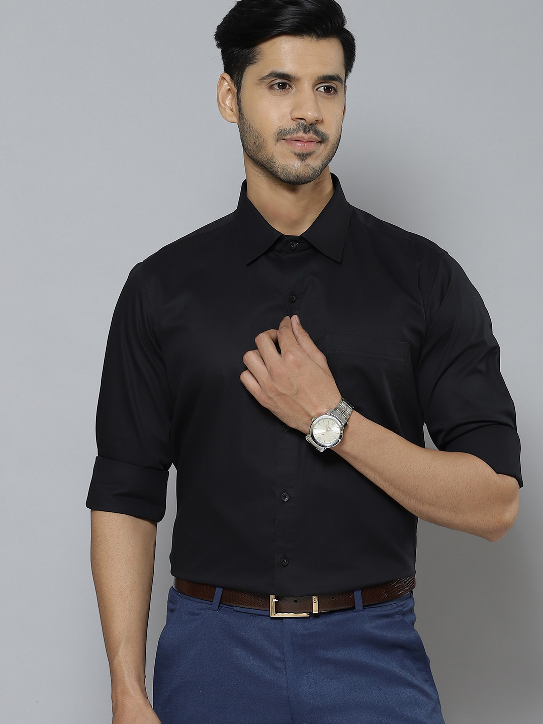 Buy DENNISON Men Black Pure Cotton Smart Formal Shirt Shirts for Men 18272574 Myntra