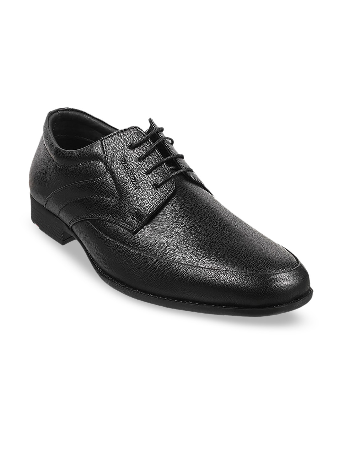 Buy WALKWAY By Metro Men Black Solid Leather Formal Derbys Formal