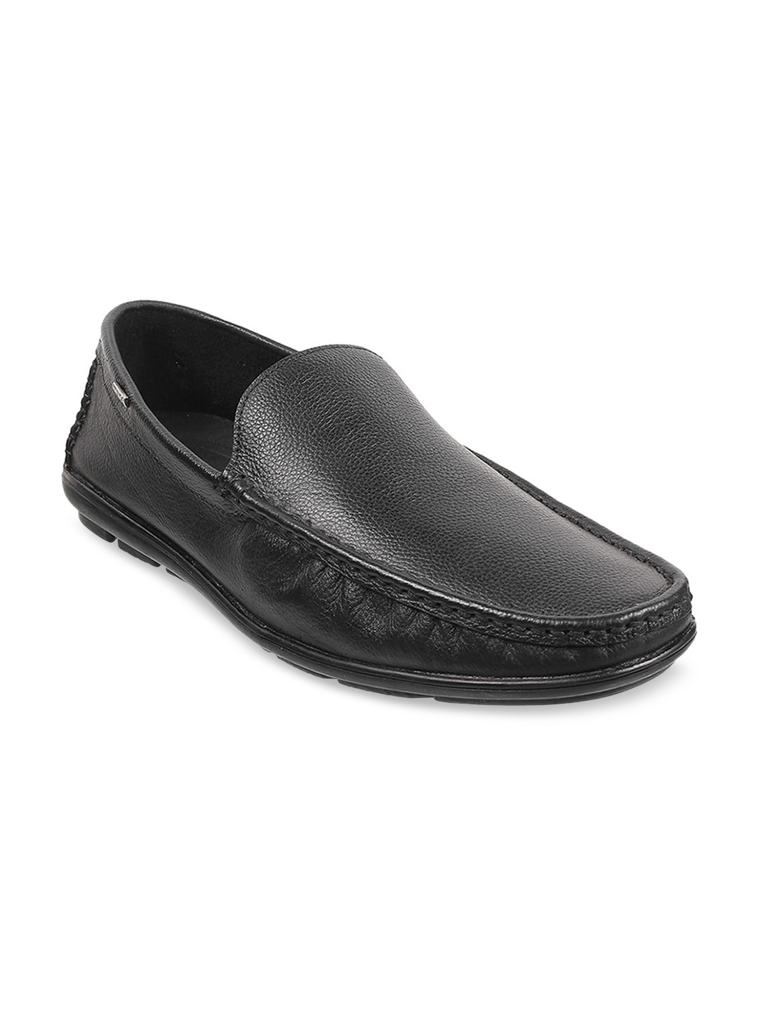 Buy WALKWAY By Metro Men Black Leather Slip On Loafers Casual Shoes