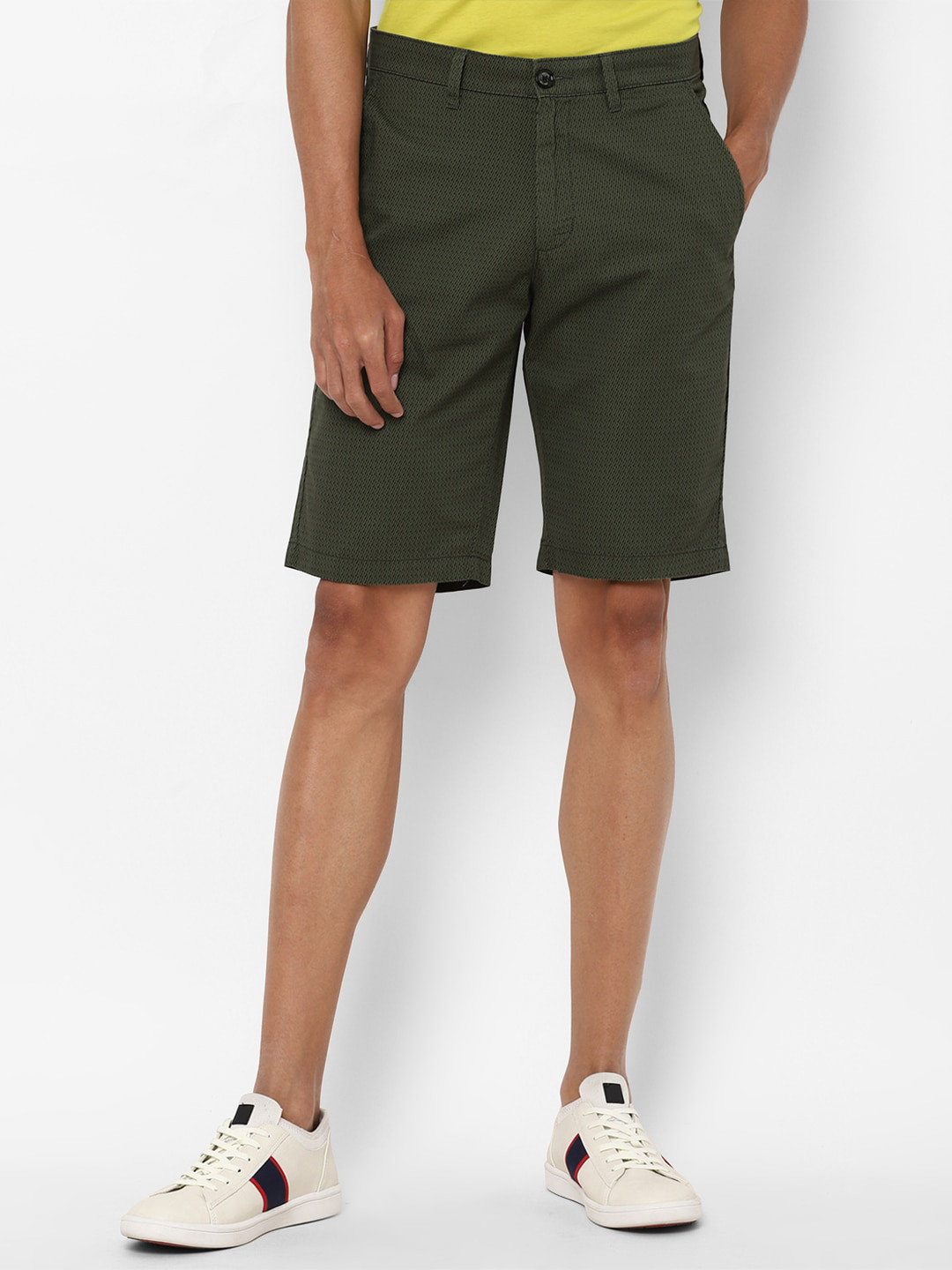 Buy Allen Solly Men Olive Green Slim Fit Cotton Shorts Shorts for Men
