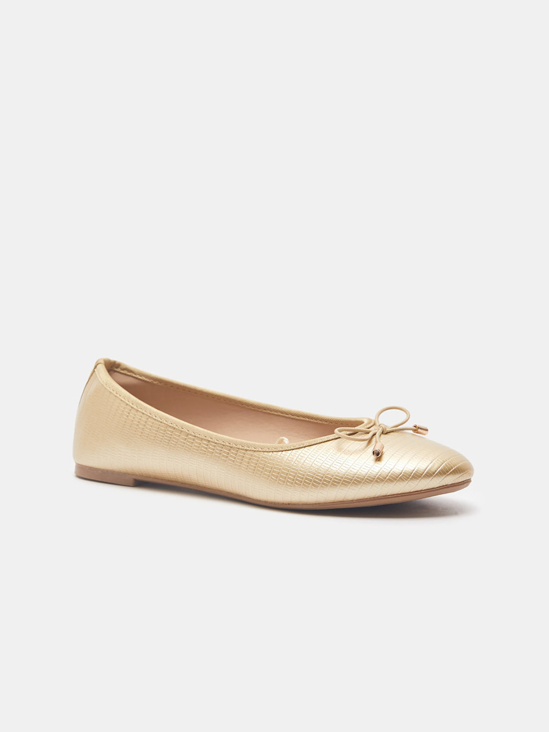 Buy Shoexpress Women Gold Toned Ballerinas With Bows Flats Flats for