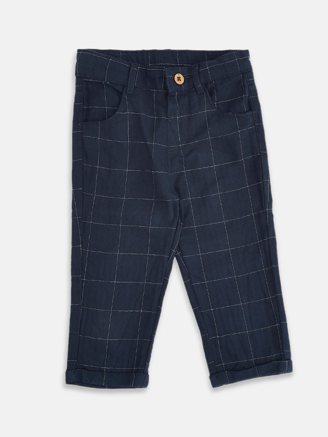 Buy Pantaloons Baby Boys Navy Blue Checked Trousers Trousers for Boys