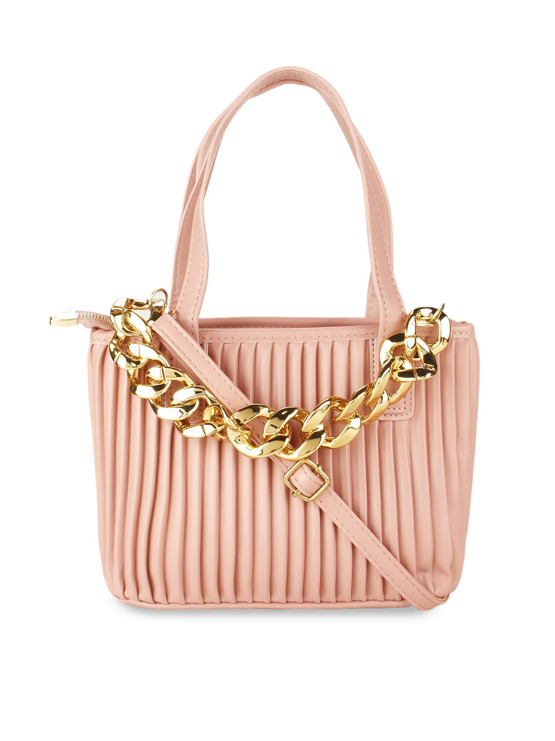 Buy Rocia Pink PU Structured Handheld Bag With Quilted Handbags for