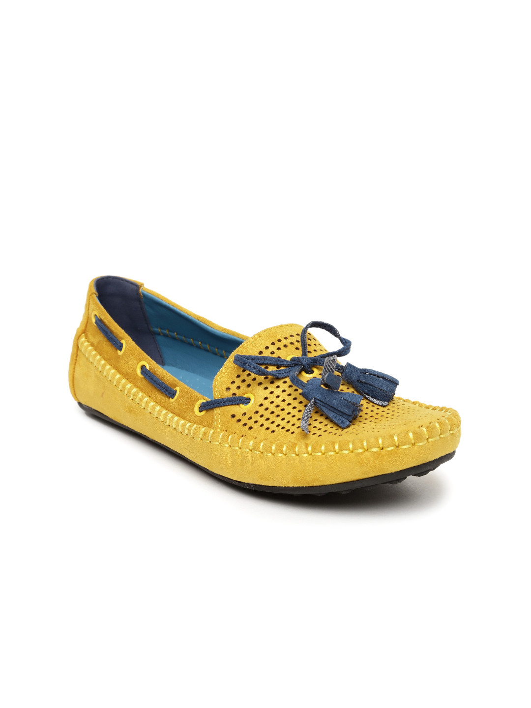Buy Ginger By Lifestyle Women Mustard Yellow Textured Boat