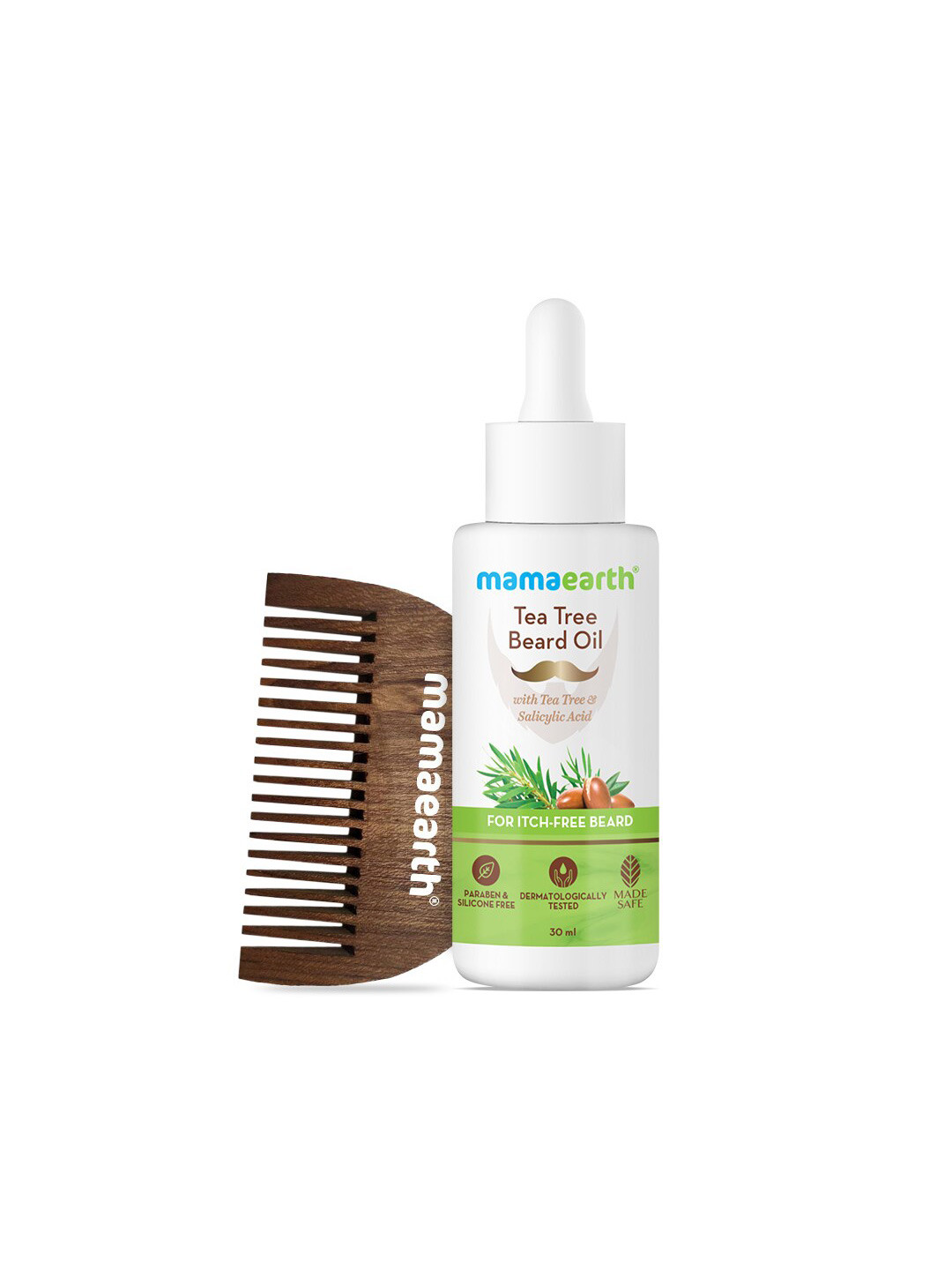 Buy Mamaearth Men Tea Tree Beard Oil With Salicylic Acid 30 Ml With Wooden Beard Comb Beard