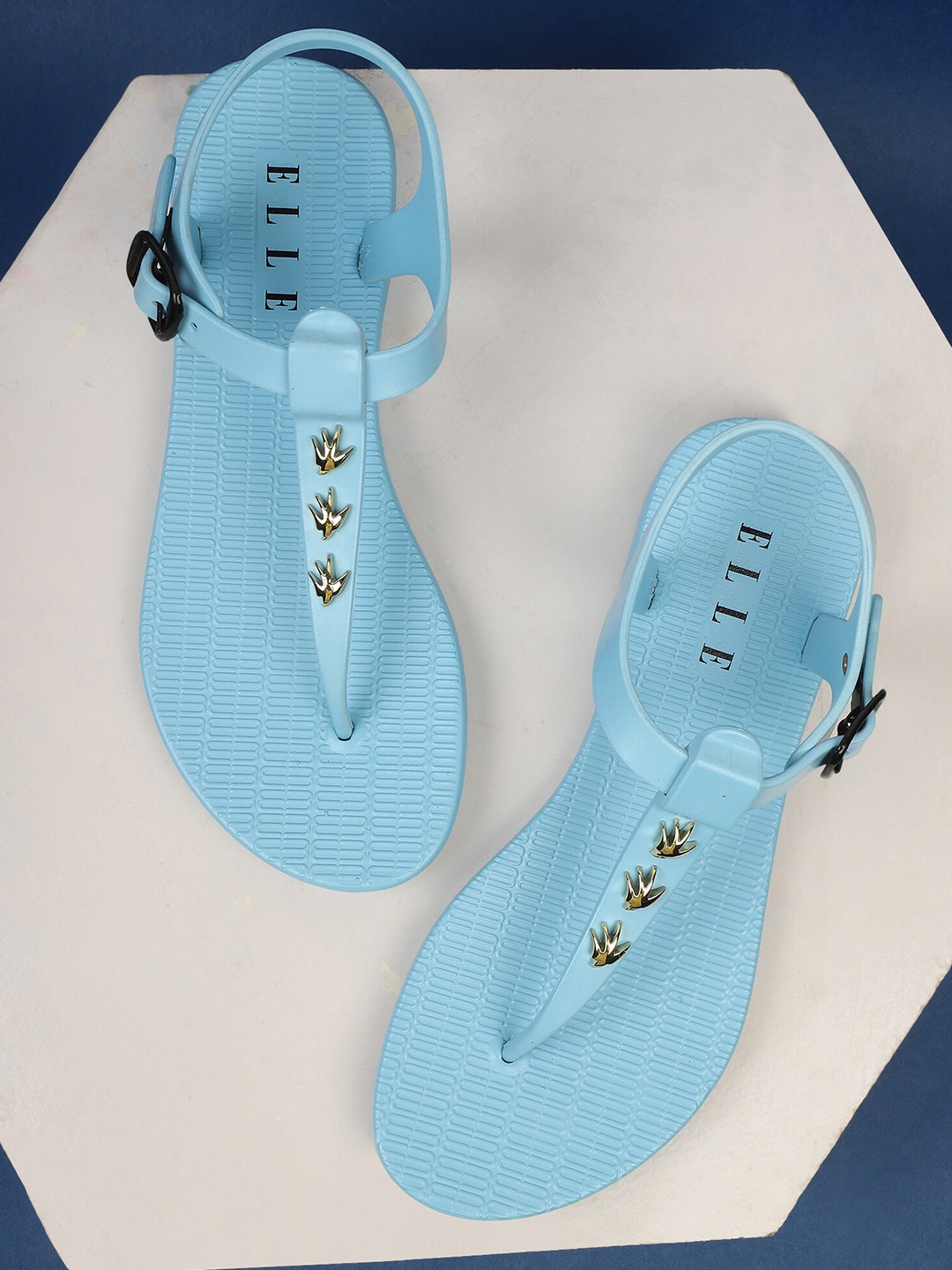 Buy ELLE Women Blue Embellished Thong Flip Flops - Flip Flops for Women ...