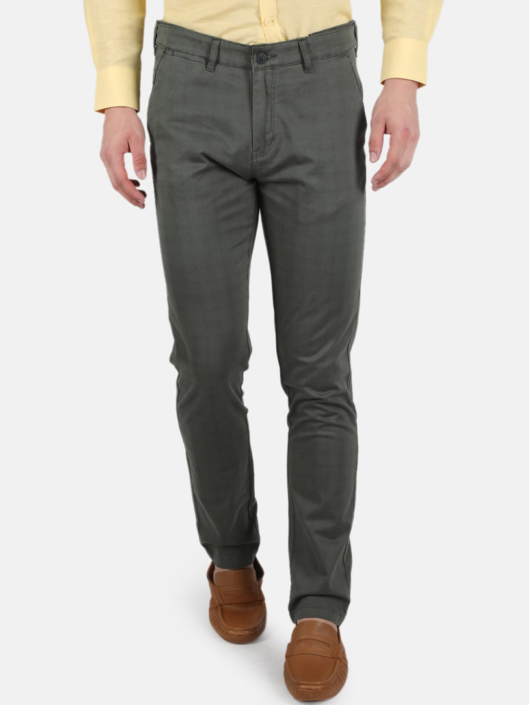 Buy Monte Carlo Men Green Smart Slim Fit Trousers Trousers for Men