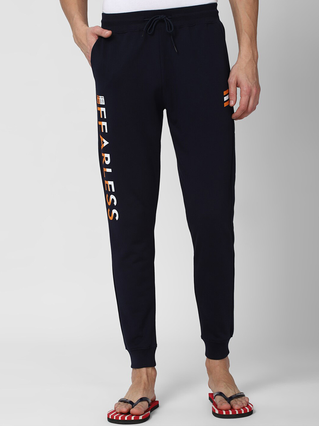 Buy Peter England Casuals Men Navy Blue Printed Cotton Joggers Track